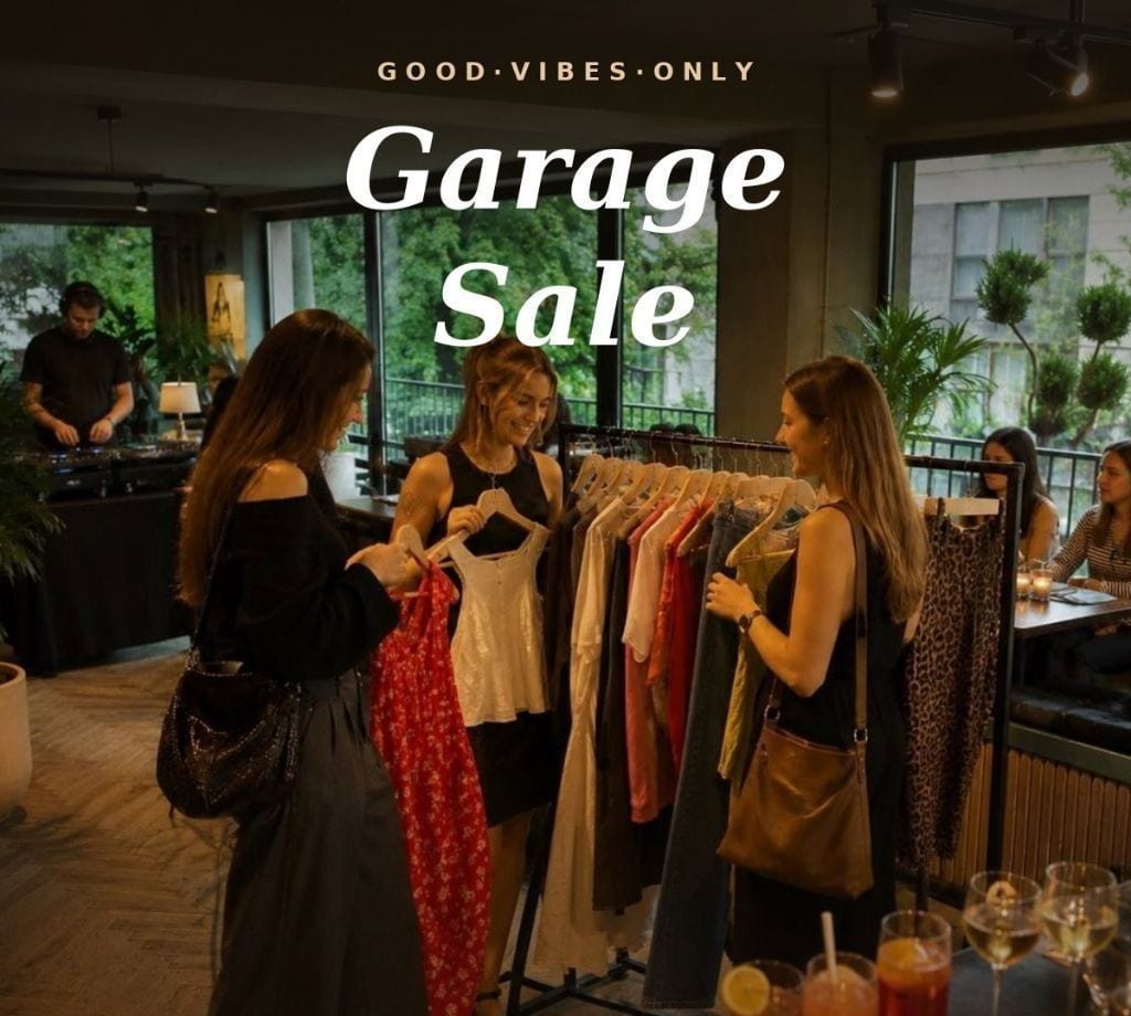 Clothes and accessories at The Resale Garage Sale, Belgrade